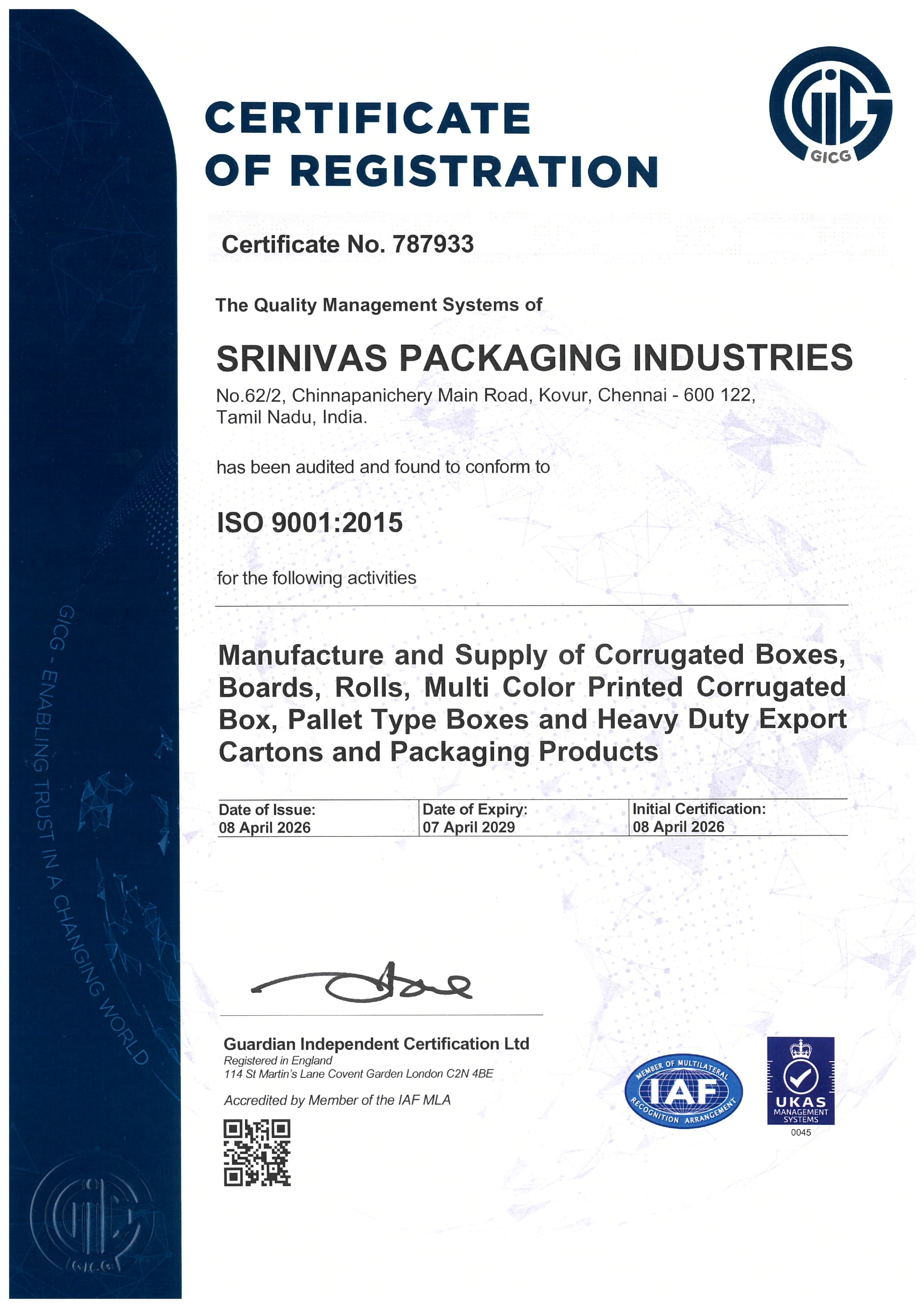 ISO 9001:2015 Certification